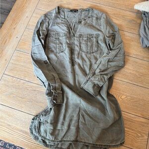Express Olive Green Shirt Dress